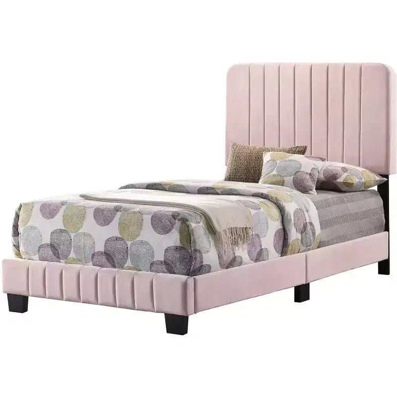 Letto a pannelli gemelli con rivestimento in velluto e trapuntatura a canale Passion Furniture Lodi