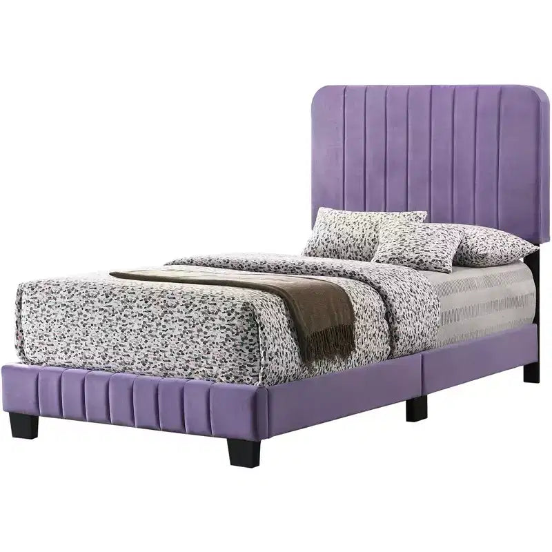 Letto a pannelli gemelli con rivestimento in velluto e trapuntatura a canale Passion Furniture Lodi