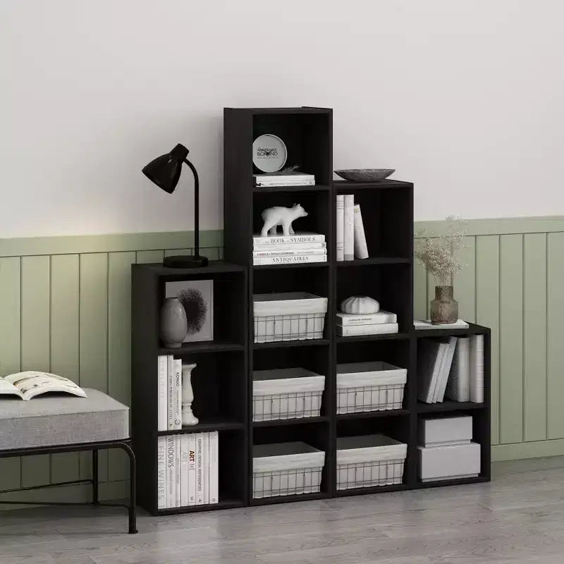 Furinno Scaffale Aperto Reversibile a 4 Ripiani, Libreria Sottile, Scaffale Espositivo