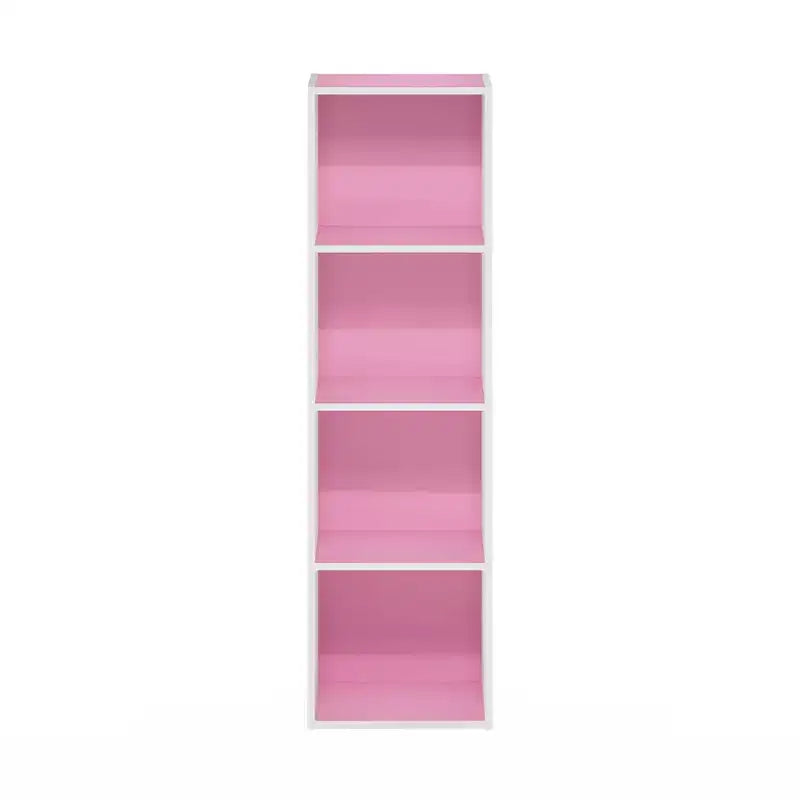 Furinno Scaffale Aperto Reversibile a 4 Ripiani, Libreria Sottile, Scaffale Espositivo