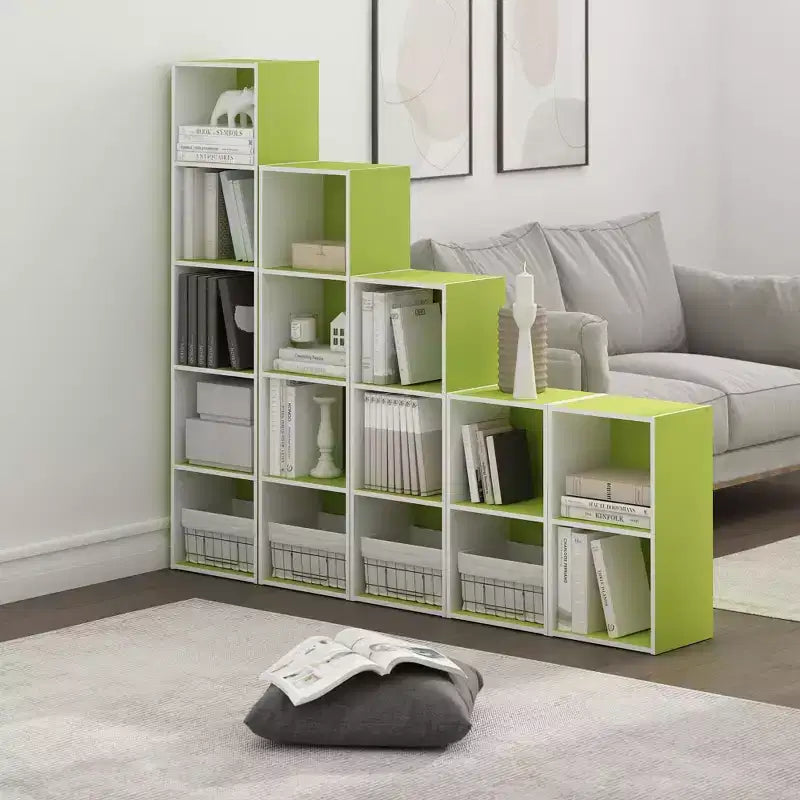Furinno Scaffale Aperto Reversibile a 4 Ripiani, Libreria Sottile, Scaffale Espositivo