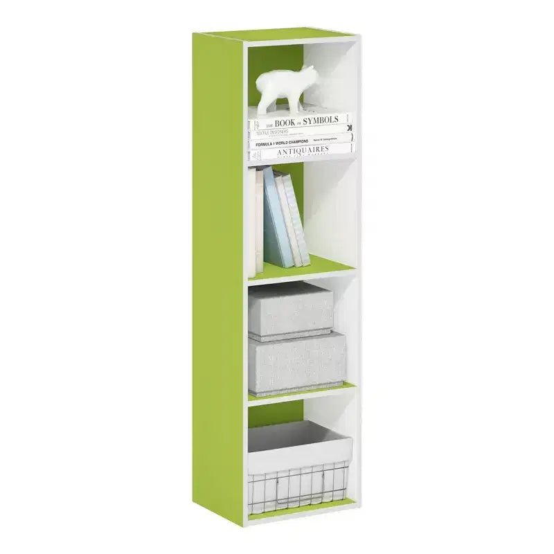 Furinno Scaffale Aperto Reversibile a 4 Ripiani, Libreria Sottile, Scaffale Espositivo