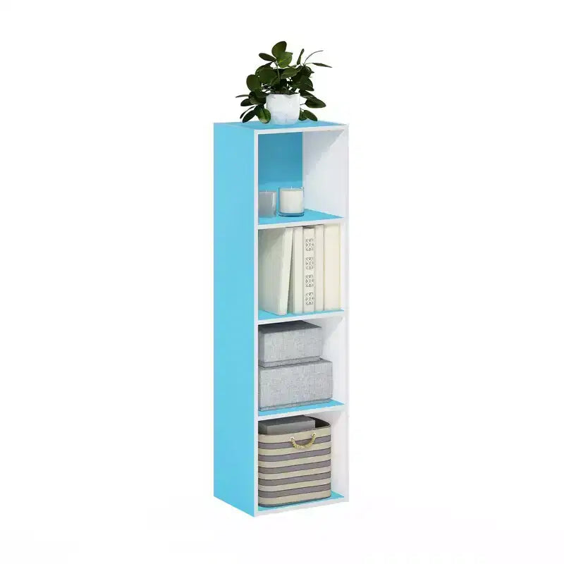 Furinno Scaffale Aperto Reversibile a 4 Ripiani, Libreria Sottile, Scaffale Espositivo