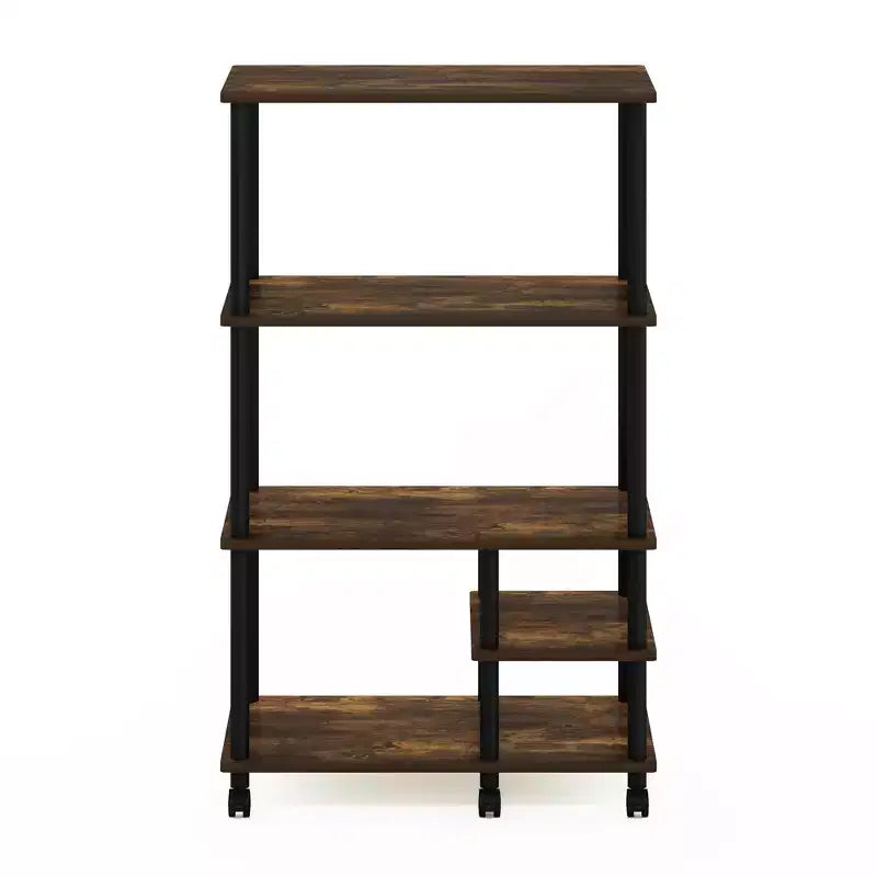 Carrello porta microonde Furinno a 4 ripiani, Pino Ambra