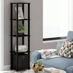 Furinno Libreria a 5 Ripiani, Scaffale Multifunzione con Cassetto, Nero