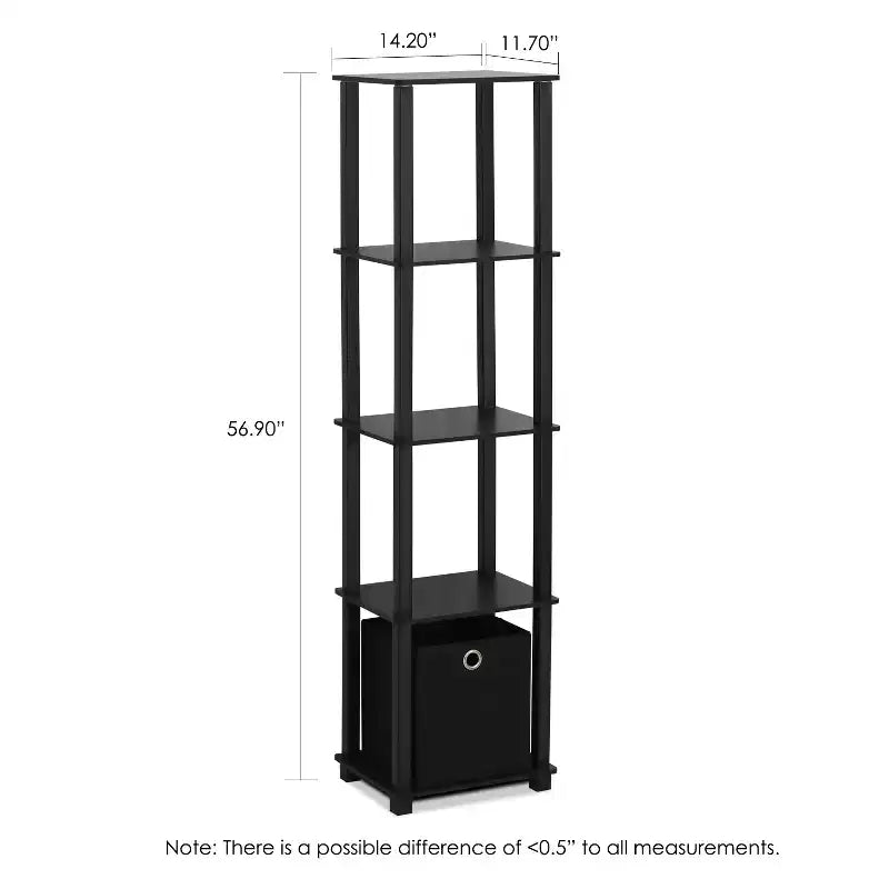 Furinno Libreria a 5 Ripiani, Scaffale Multifunzione con Cassetto, Nero