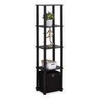 Furinno Libreria a 5 Ripiani, Scaffale Multifunzione con Cassetto, Nero