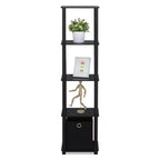 Furinno Libreria a 5 Ripiani, Scaffale Multifunzione con Cassetto, Nero