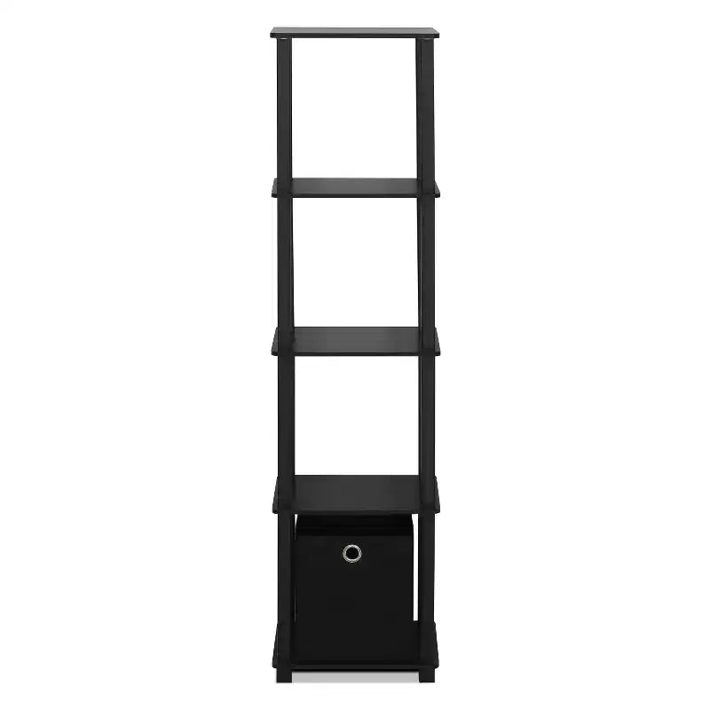 Furinno Libreria a 5 Ripiani, Scaffale Multifunzione con Cassetto, Nero