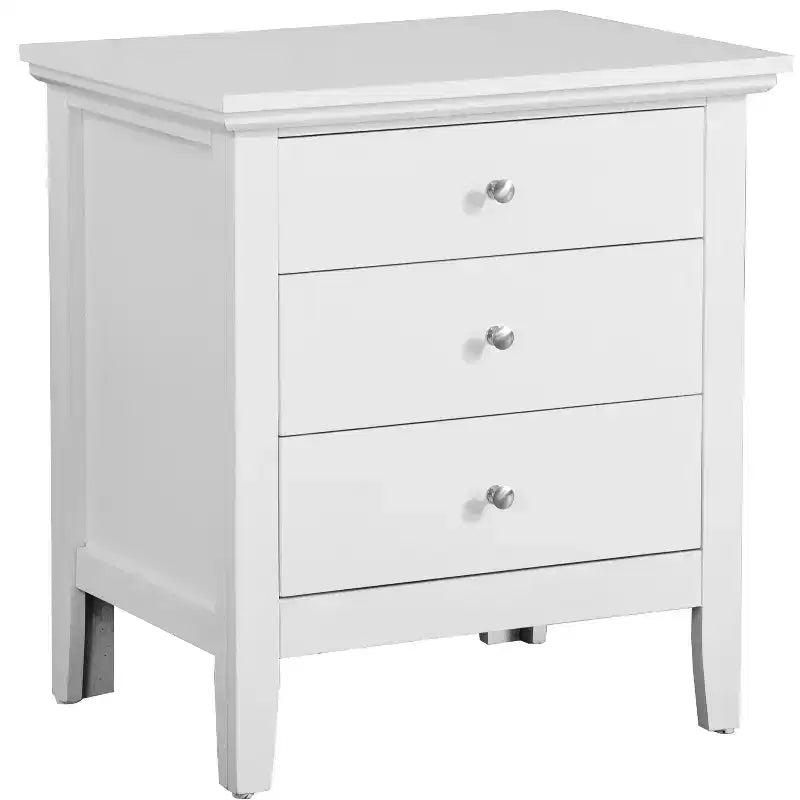 Comodino bianco a 3 cassetti Passion Furniture Hammond (66 cm A x 61 cm L x 46 cm P)
