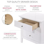 Comodino bianco a 3 cassetti Passion Furniture Hammond (66 cm A x 61 cm L x 46 cm P)