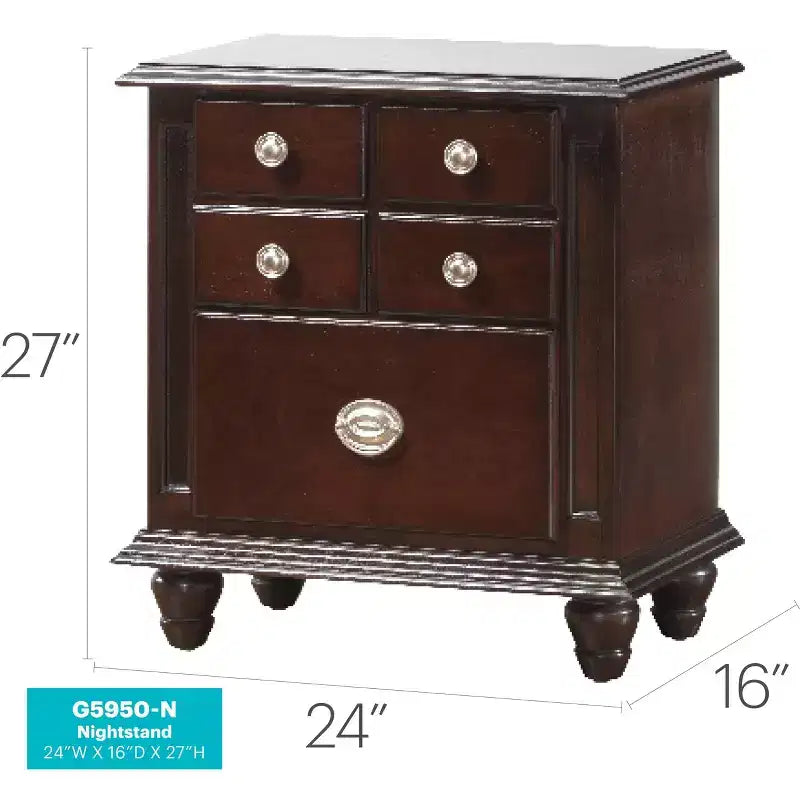 Comodino a 5 cassetti Passion Furniture Summit (27 pollici A x 16 pollici L x 24 pollici P)