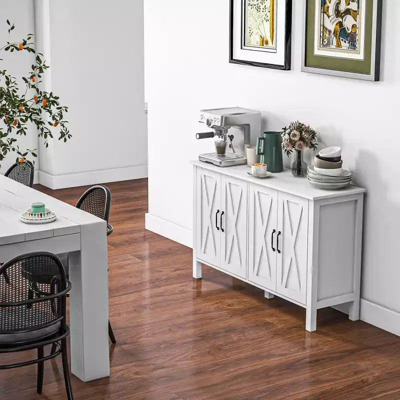 HOMCOM Mobile Credenza Buffet, Credenza Bar Caffè Stile Rustico con Ante a Scomparsa e Scaffali Regolabili, Mobile TV per TV fino a 55 pollici