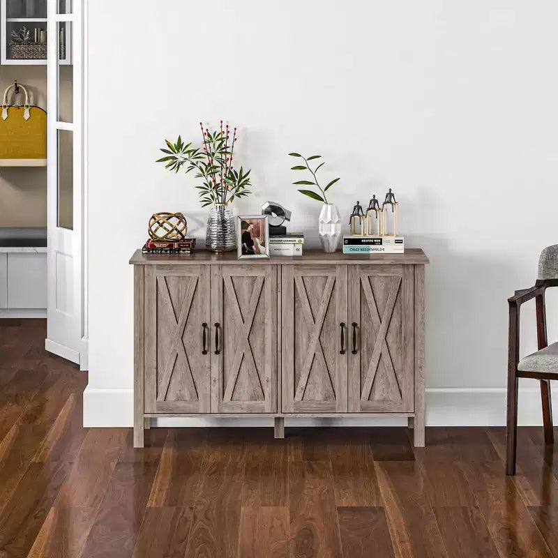 HOMCOM Mobile Credenza Buffet, Credenza Bar Caffè Stile Rustico con Ante a Scomparsa e Scaffali Regolabili, Mobile TV per TV fino a 55 pollici