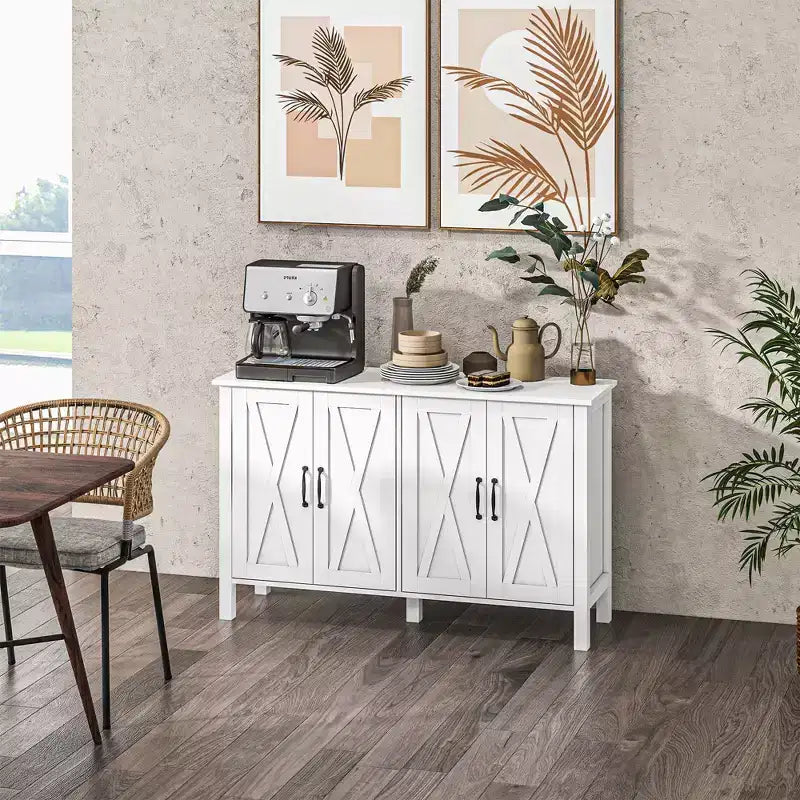 HOMCOM Mobile Credenza Buffet, Credenza Bar Caffè Stile Rustico con Ante a Scomparsa e Scaffali Regolabili, Mobile TV per TV fino a 55 pollici