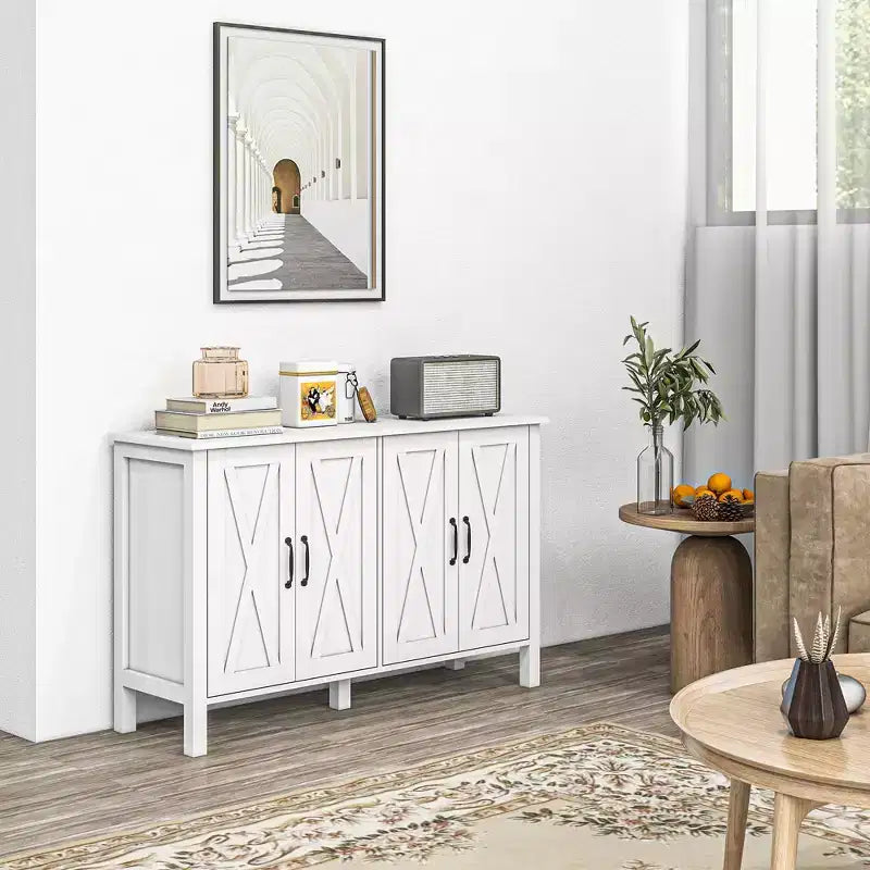 HOMCOM Mobile Credenza Buffet, Credenza Bar Caffè Stile Rustico con Ante a Scomparsa e Scaffali Regolabili, Mobile TV per TV fino a 55 pollici