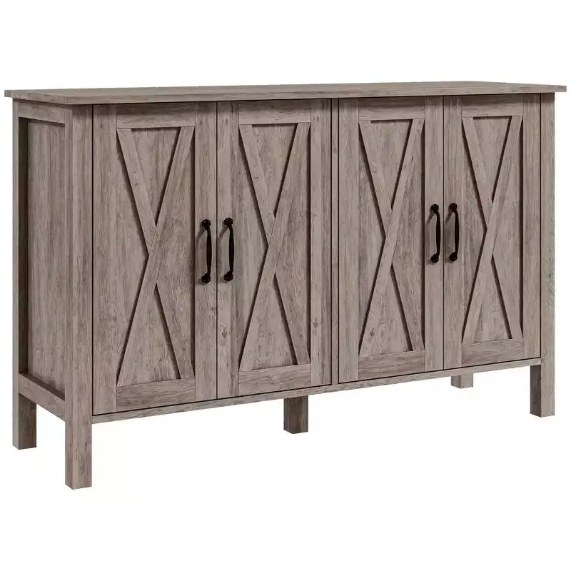 HOMCOM Sideboard Buffet Cabinet, Farmhouse Coffee Bar Cabinet with Barn Doors and Adjustable Shelves, TV Cabinet for TVs up to 55