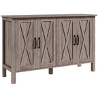 HOMCOM Sideboard Buffet Cabinet, Farmhouse Coffee Bar Cabinet with Barn Doors and Adjustable Shelves, TV Cabinet for TVs up to 55
