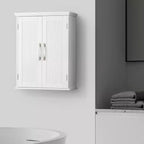Teamson Home Newport Mobiletto a Parete con 2 Ante, Ripiano Regolabile e Maniglie in Nichel Spazzolato, Bianco