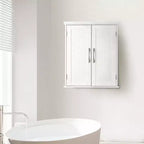 Teamson Home Newport Mobiletto a Parete con 2 Ante, Ripiano Regolabile e Maniglie in Nichel Spazzolato, Bianco