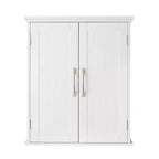 Teamson Home Newport Mobiletto a Parete con 2 Ante, Ripiano Regolabile e Maniglie in Nichel Spazzolato, Bianco