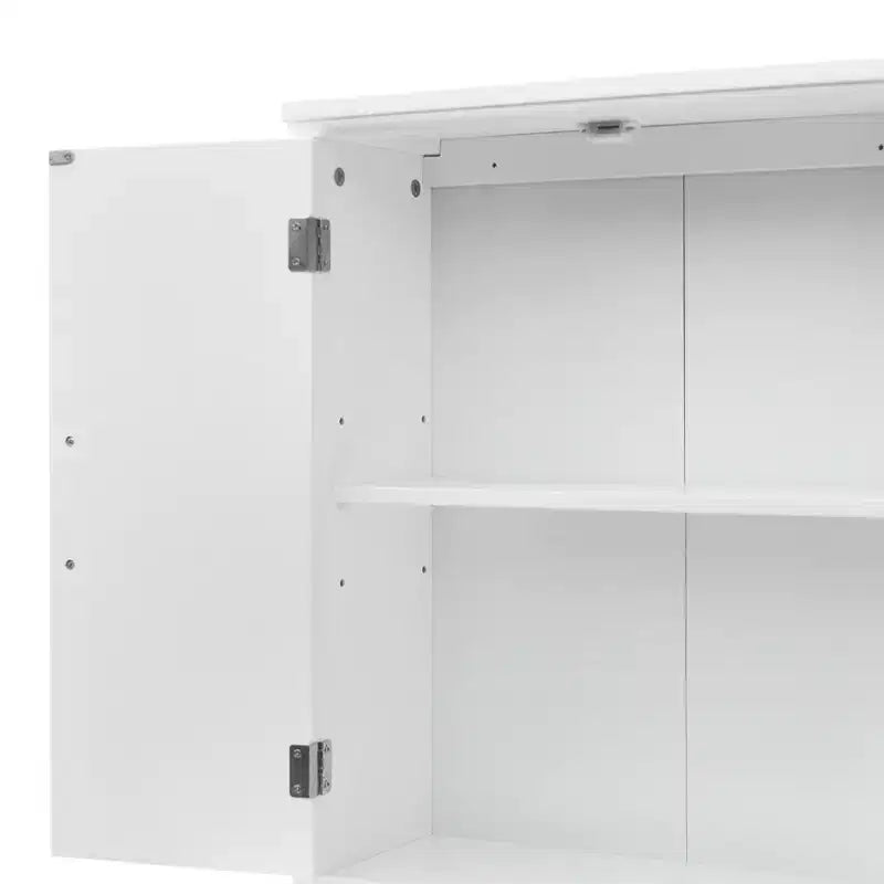 Teamson Home Newport Mobiletto a Parete con 2 Ante, Ripiano Regolabile e Maniglie in Nichel Spazzolato, Bianco