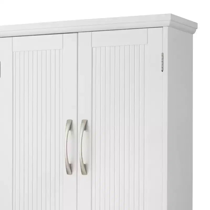 Teamson Home Newport Mobiletto a Parete con 2 Ante, Ripiano Regolabile e Maniglie in Nichel Spazzolato, Bianco