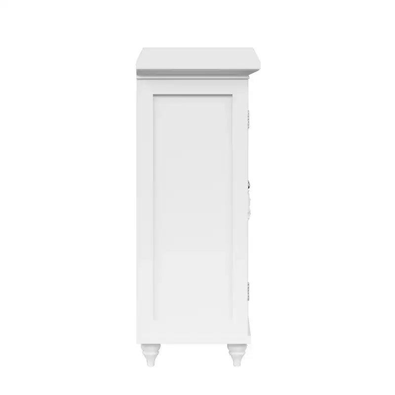 Mobile contenitore a pavimento Teamson Home Versailles bianco, organizer autoportante a 2 ante con ripiani regolabili
