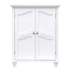 Mobile contenitore a pavimento Teamson Home Versailles bianco, organizer autoportante a 2 ante con ripiani regolabili