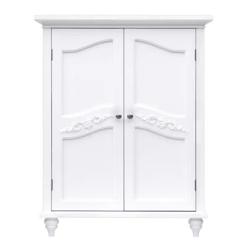 Mobile contenitore a pavimento Teamson Home Versailles bianco, organizer autoportante a 2 ante con ripiani regolabili