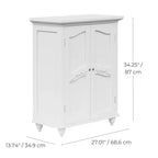 Mobile contenitore a pavimento Teamson Home Versailles bianco, organizer autoportante a 2 ante con ripiani regolabili