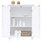 Mobile contenitore a pavimento Teamson Home Versailles bianco, organizer autoportante a 2 ante con ripiani regolabili