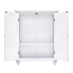 Mobile contenitore a pavimento Teamson Home Versailles bianco, organizer autoportante a 2 ante con ripiani regolabili