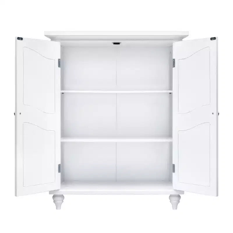 Mobile contenitore a pavimento Teamson Home Versailles bianco, organizer autoportante a 2 ante con ripiani regolabili