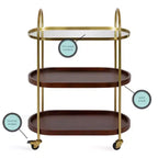 Carrello da bar ovale in legno Kate and Laurel Maxfield, 26x13x36, Marrone Noce e Oro