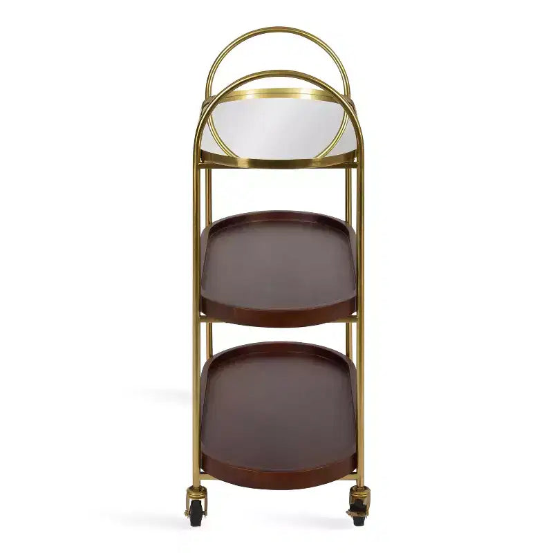 Carrello da bar ovale in legno Kate and Laurel Maxfield, 26x13x36, Marrone Noce e Oro