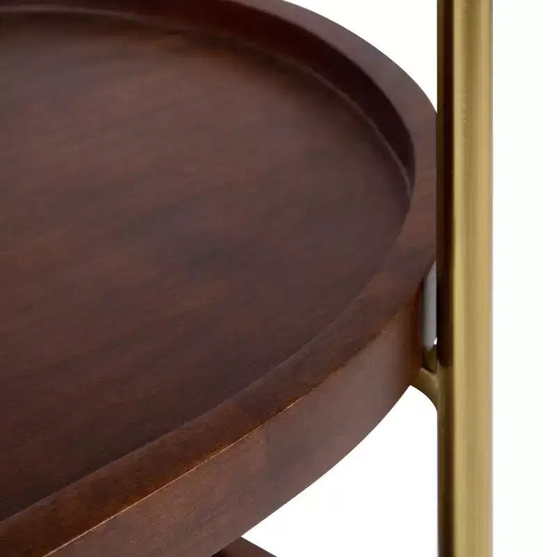 Carrello da bar ovale in legno Kate and Laurel Maxfield, 26x13x36, Marrone Noce e Oro