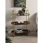 Carrello da bar ovale in legno Kate and Laurel Maxfield, 26x13x36, Marrone Noce e Oro