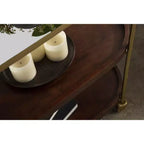 Carrello da bar ovale in legno Kate and Laurel Maxfield, 26x13x36, Marrone Noce e Oro