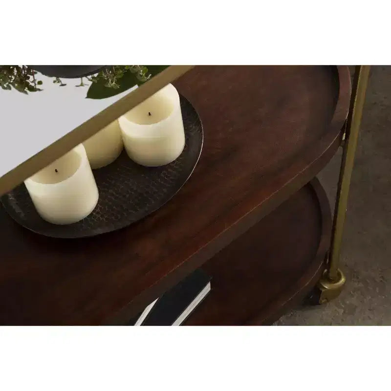 Carrello da bar ovale in legno Kate and Laurel Maxfield, 26x13x36, Marrone Noce e Oro