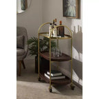 Carrello da bar ovale in legno Kate and Laurel Maxfield, 26x13x36, Marrone Noce e Oro