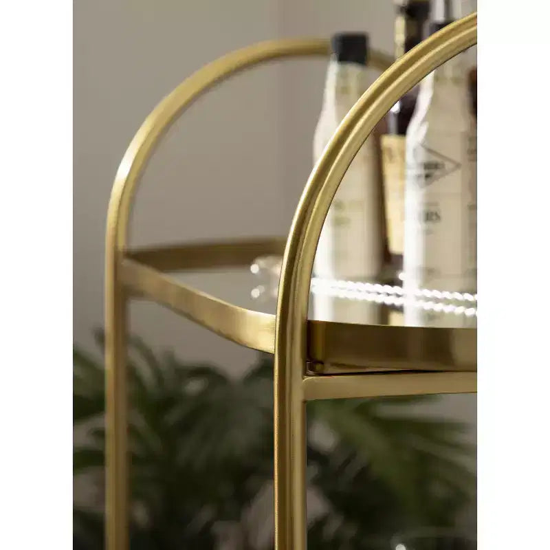 Carrello da bar ovale in legno Kate and Laurel Maxfield, 26x13x36, Marrone Noce e Oro