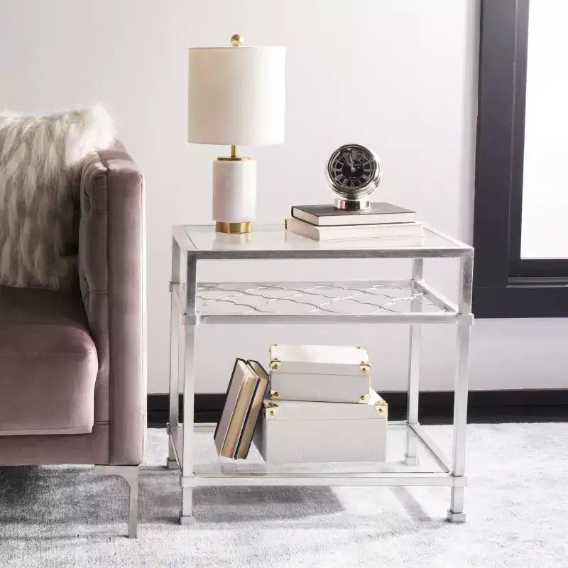 Tavolino Hanzel Gold Leaf in vetro - AMH8312 - Safavieh Couture