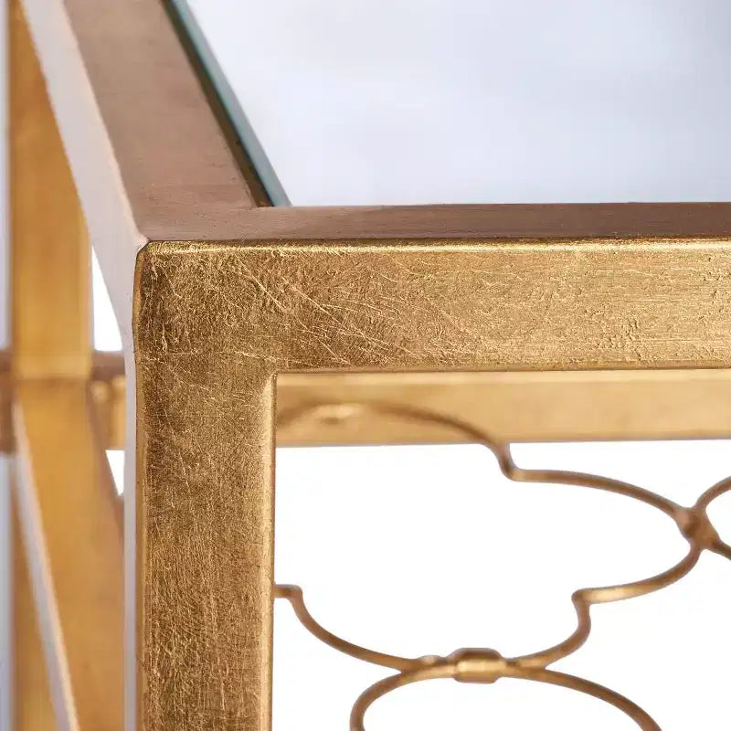 Tavolino Hanzel Gold Leaf in vetro - AMH8312 - Safavieh Couture