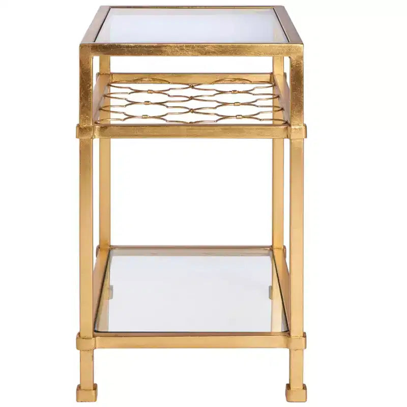 Tavolino Hanzel Gold Leaf in vetro - AMH8312 - Safavieh Couture