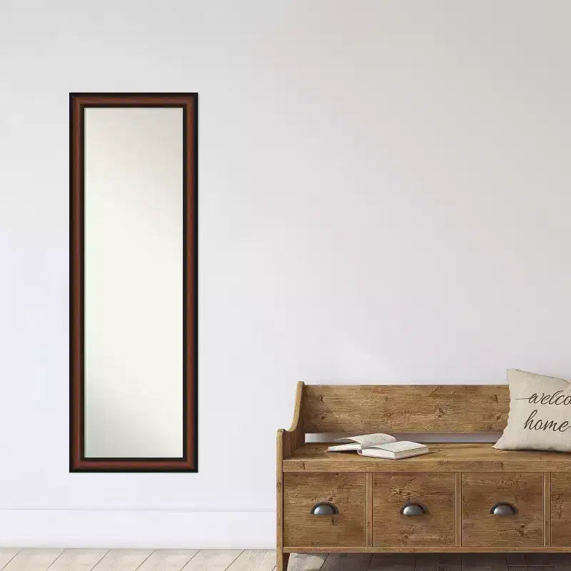 Specchio Amanti Art Yale Walnut Non-Beveled da Appendere alla Porta o a Parete, Lunghezza Intera, 51,5 x 17,5 pollici.