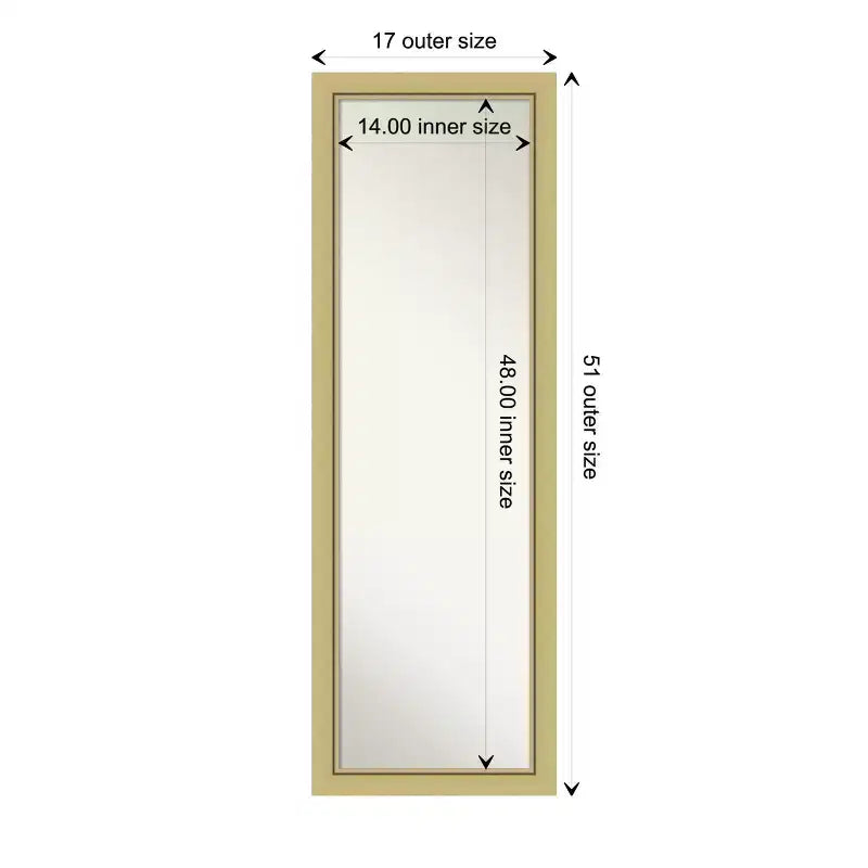Amanti Art Landon Gold Stretta Non Smussata Specchio da Porta Specchio a Figura Intera, Specchio da Parete 51,5 in x 17,5 in.