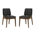 Simple Relax Set of 2 Side Chairs in Natural Walnut and Black