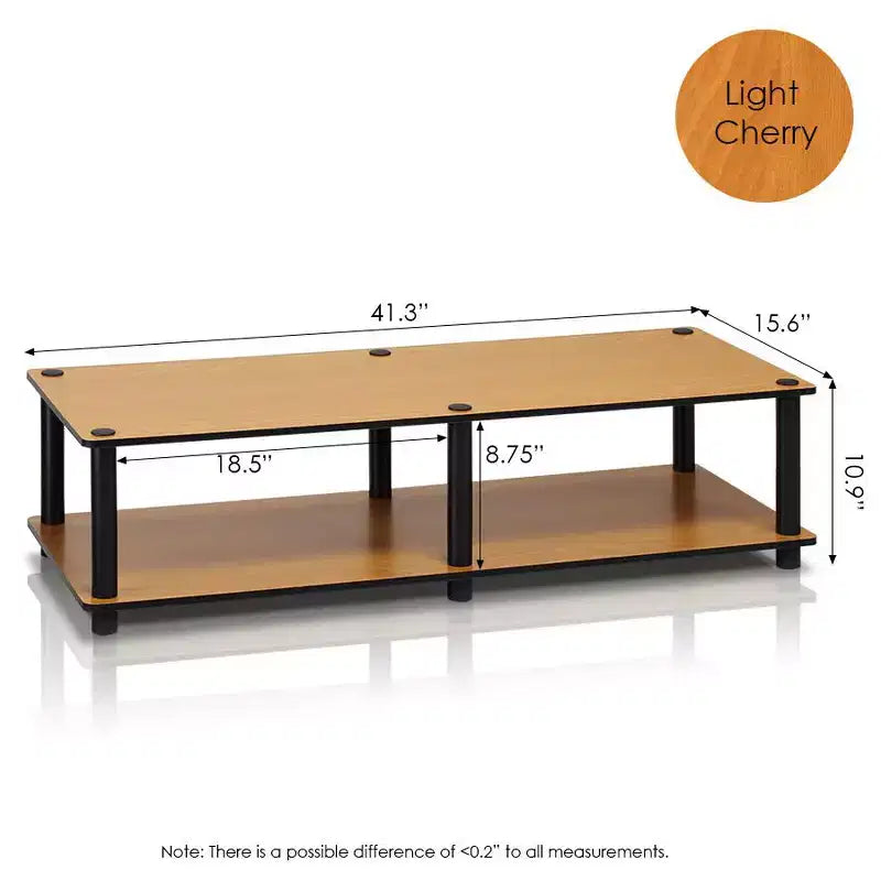 Furinno Mobile TV Senza Utensili, Centro Intrattenimento per TV fino a 43", Grande Capacità, Ciliegio Chiaro, Tubo Nero
