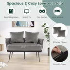 Costway Divano a Due Posti Moderno Rivestito in Velluto Olandese con Schienale e Braccioli Intrecciati Verde/Grigio